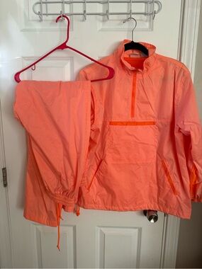 Vintage Actra Nylon Windbreaker Set Sz Medium Pink Orange